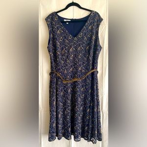 Size 22 navy and gold lace dress